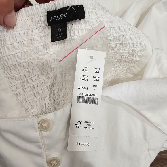 J.Crew Button-front cotton poplin dress White Sz 0 - Picture 2 of 14